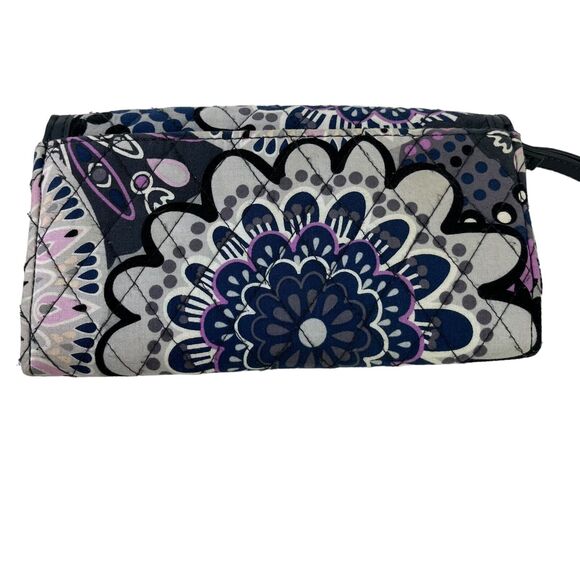 Vera Bradley Navy Purple Womens Quilted Floral Wallet Wristlet Coin Purse Bag - Picture 9 of 16